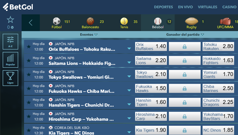 Béisbol en BetGol Perú betting betgol